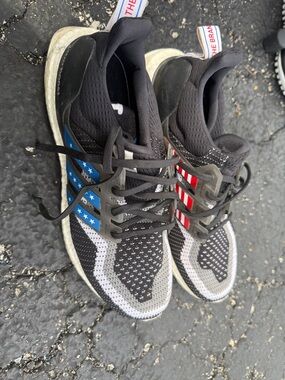 Brooks Black Knit Running Shoes with Red & Blue Accents